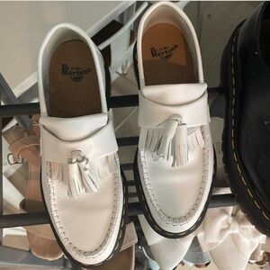 Dr. Martens White Leather Tassel Loafers